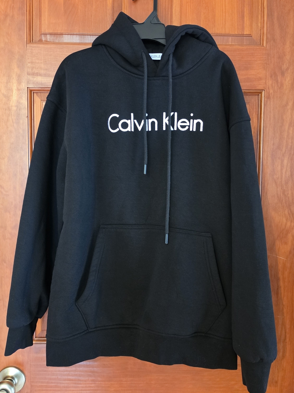 Calvin Klein Jeans Black Pullover Hoodie with White Logo